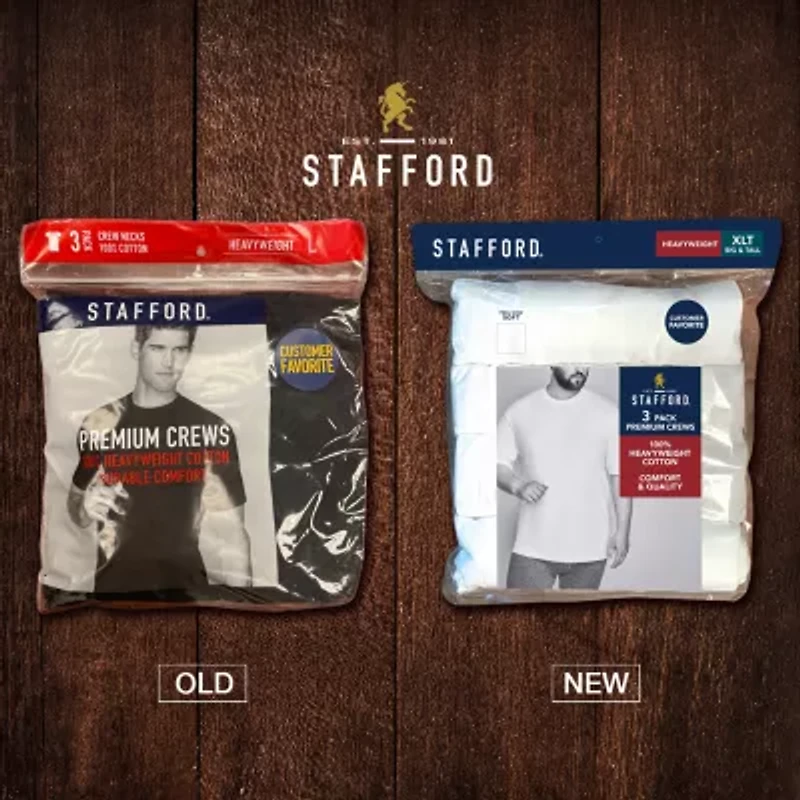 Stafford Heavyweight Cotton Mens 4 Pack Short Sleeve V Neck T-Shirt