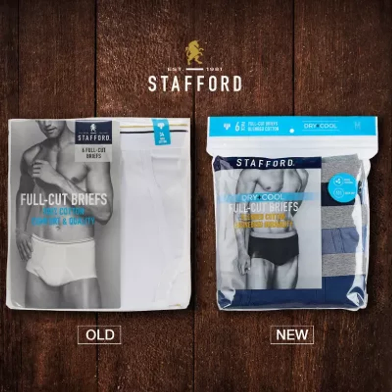 Stafford Dry + Cool Full Cut Mens 6 Pack Briefs 302872