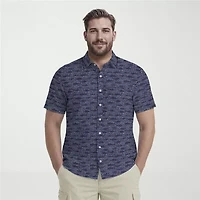 IZOD Sunshield Performance Mens Short Sleeve Classic Fit Stretch Fabric Big and Tall Button-Down Shirt