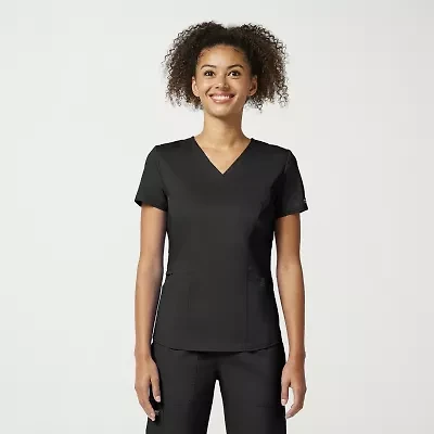 Cherokee Womens Petite V Neck Short Sleeve Scrub Top