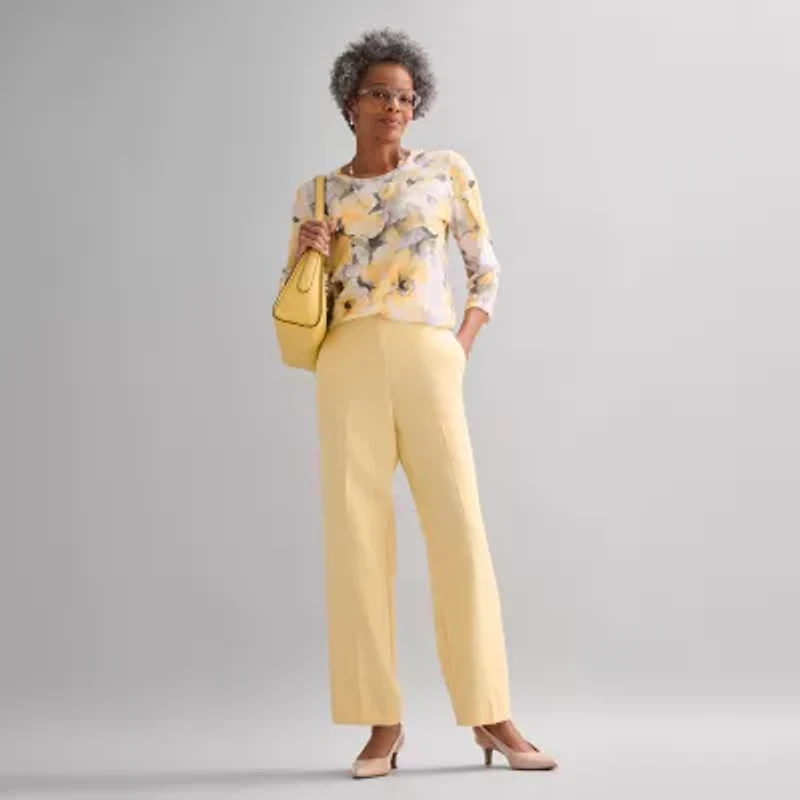 Alfred Dunner Al Fresco Womens Straight Mid Rise Pull-On Pant