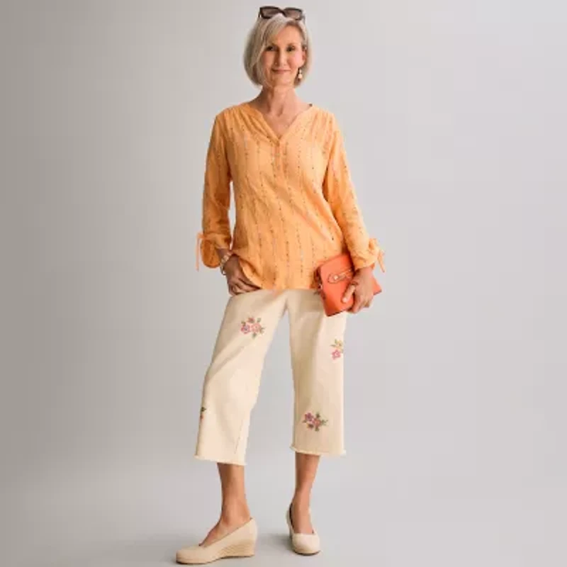 Alfred Dunner Beachcomber Womens Straight Capri Pant