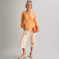 Alfred Dunner Beachcomber Womens Straight Capri Pant