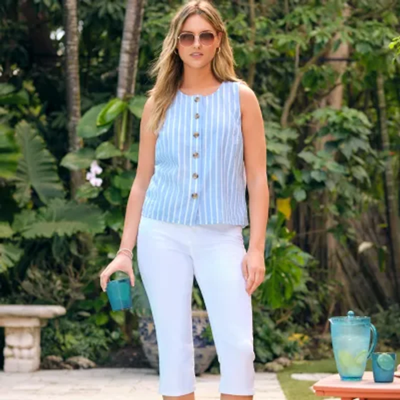 St. John's Bay Womens Round Neck Sleeveless Blouse