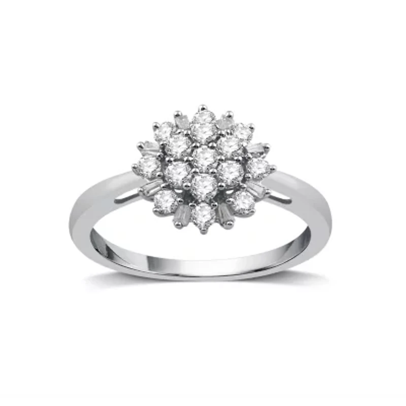 Diamond Blossom Womens 1/2 CT. T.W. Natural White 10K Gold Cocktail Ring