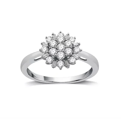 Diamond Blossom Womens 1/2 CT. T.W. Natural White 10K Gold Cocktail Ring