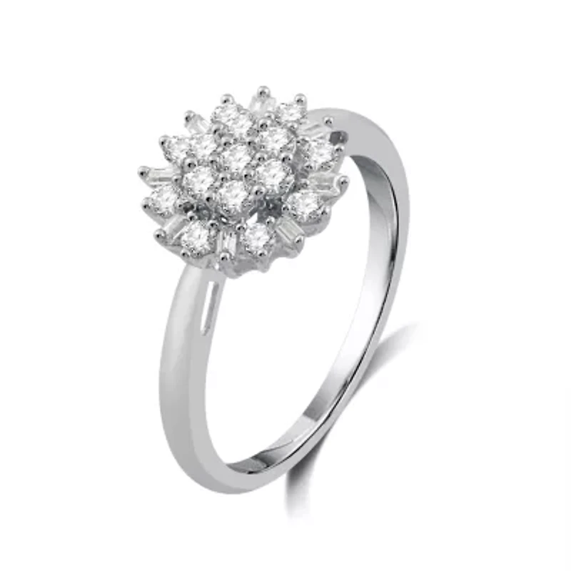 Diamond Blossom Womens 1/2 CT. T.W. Natural White 10K Gold Cocktail Ring
