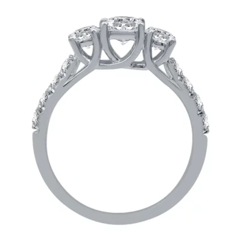 (H-I / I1) Womens 1 1/4 CT. T.W. Lab Grown White Diamond 10K Gold Round 3-Stone Engagement Ring