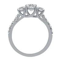 (H-I / I1) Womens 1 1/4 CT. T.W. Lab Grown White Diamond 10K Gold Round 3-Stone Engagement Ring