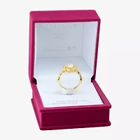 Sparkle Allure Twisted Shank Halo Womens Cubic Zirconia 14K Gold Over Brass Knot Cocktail Ring