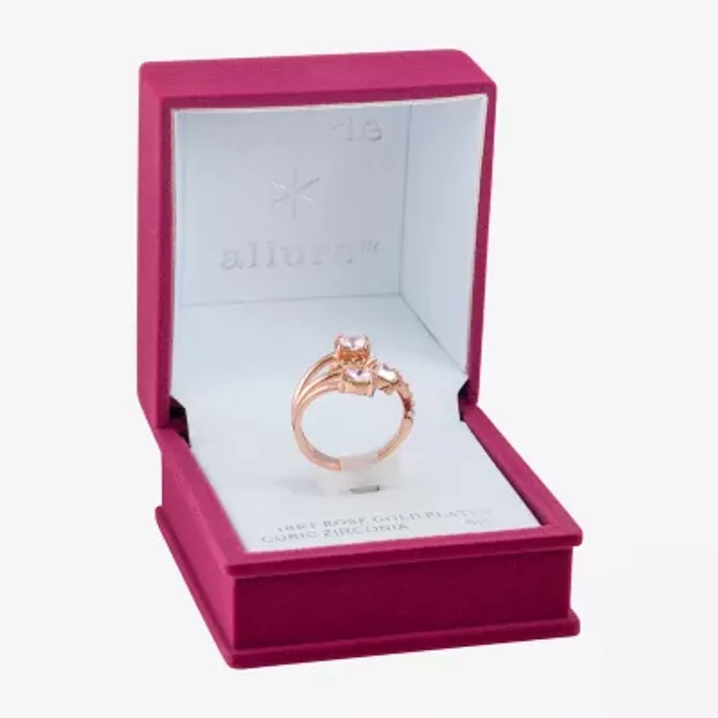 Sparkle Allure Wrap Womens Pink Crystal 18K Rose Gold Over Brass Bypass  Cocktail Ring