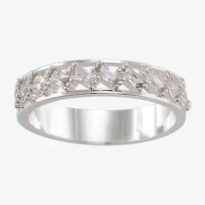 Sparkle Allure Station Womens 4.5MM Cubic Zirconia Pure Silver Over Brass Band