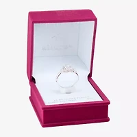 Sparkle Allure Side Stone Womens Cubic Zirconia Pure Silver Over Brass Halo Engagement Ring