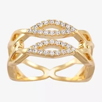 Sparkle Allure Womens Cubic Zirconia 14K Gold Over Brass Crossover Cocktail Ring