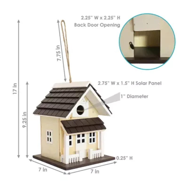 Net Health Shops Beige Wood With Solar Led Light Bird House