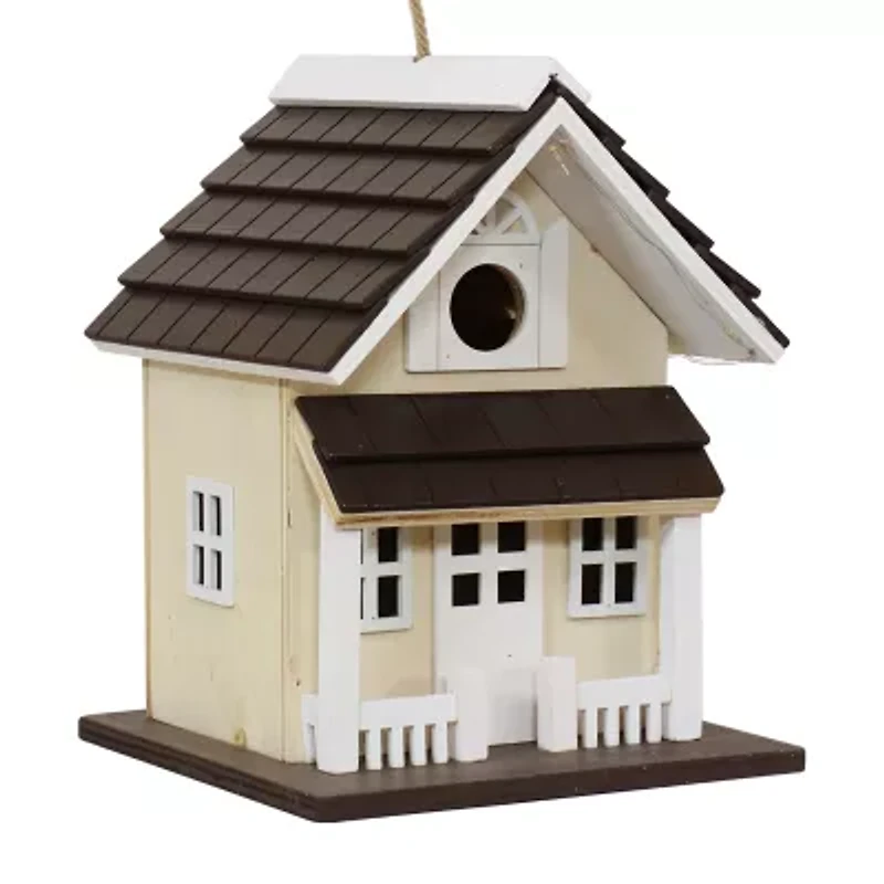 Net Health Shops Beige Wood With Solar Led Light Bird House
