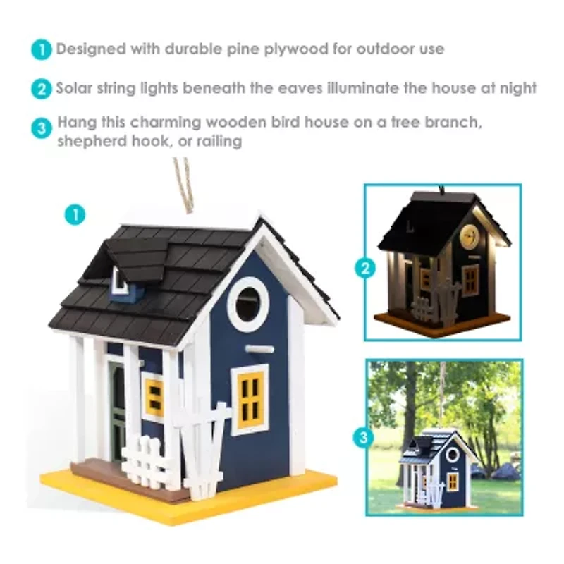 Net Health Shops Wood With Solar Led Light Bird House