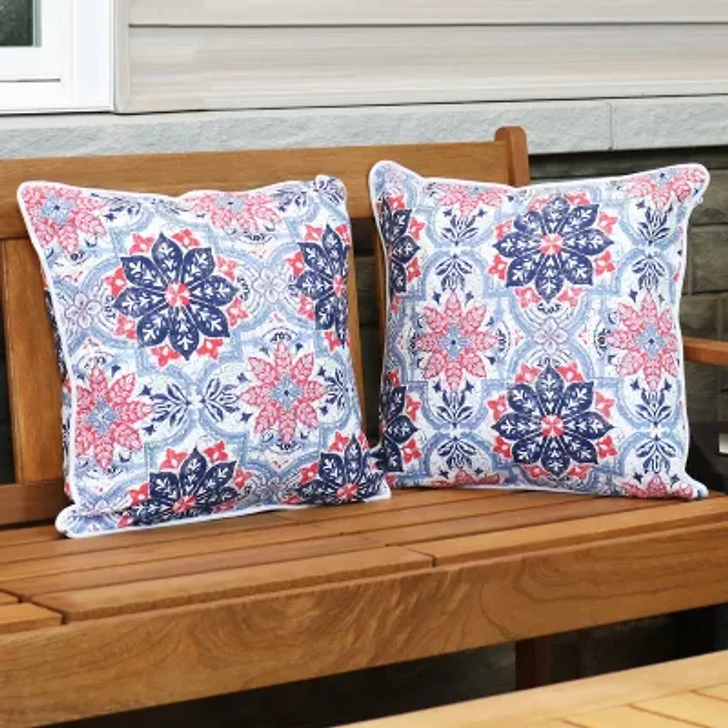 Net Health Shops Red Floral Throw 2-pc. Square Throw Pillow