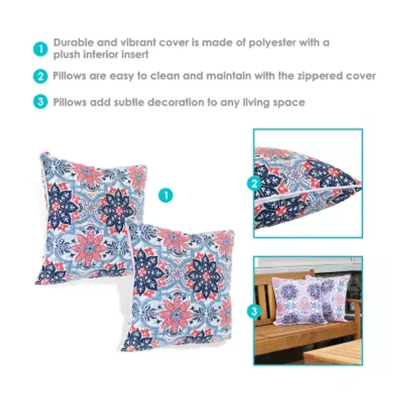 Net Health Shops Red Floral Throw 2-pc. Square Throw Pillow