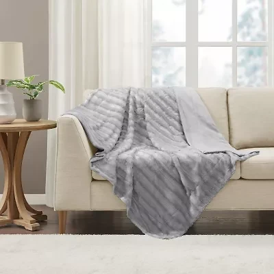 Madison Park York Long Faux-Fur Throw