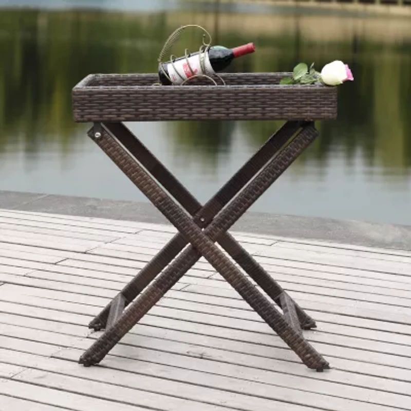 Bardia Folding Rattan Side Table