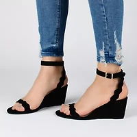 Journee Collection Loucia Womens Round Open Toe Wedge Heel Pumps