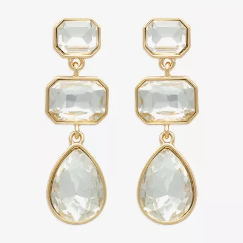 Bijoux Bar Gold Tone Womens Glass Drop Earrings