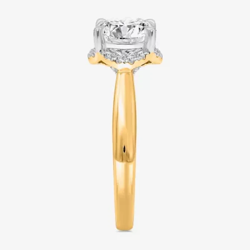 2 1/7 Ct.T.W. (I / I1) Womens Lab Grown White Diamond 14K Gold Round Halo Engagement Ring