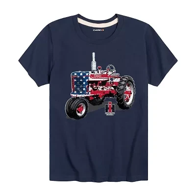 Americana Tractor Little & Big Kid Boys Crew Neck Short Sleeve Flag Regular Fit Graphic T-Shirt