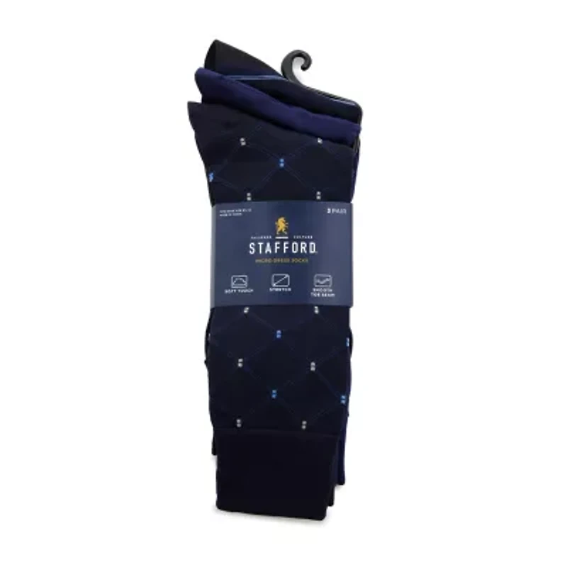 Stafford Microfiber Mens 3 Pair Crew Socks