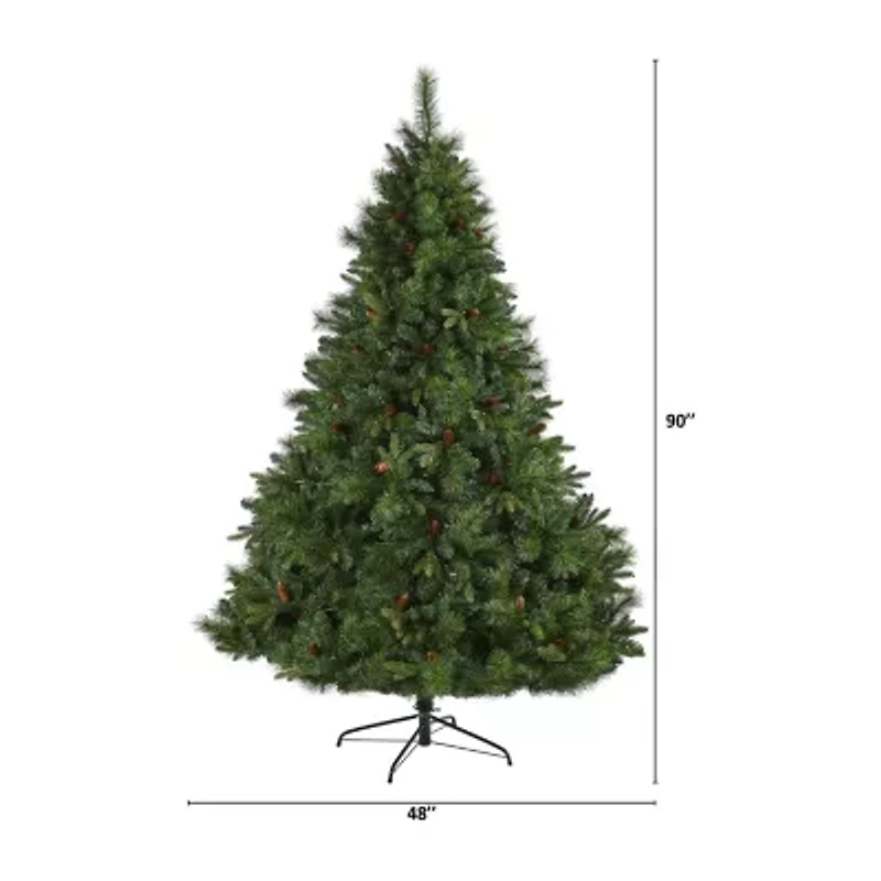 Nearly Natural Full Bodied Mixed Pine 7 1/2 Foot Pre-Lit Pine Christmas Tree