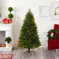 Nearly Natural Sun Valley 5 Foot Pre-Lit Fir Christmas Tree
