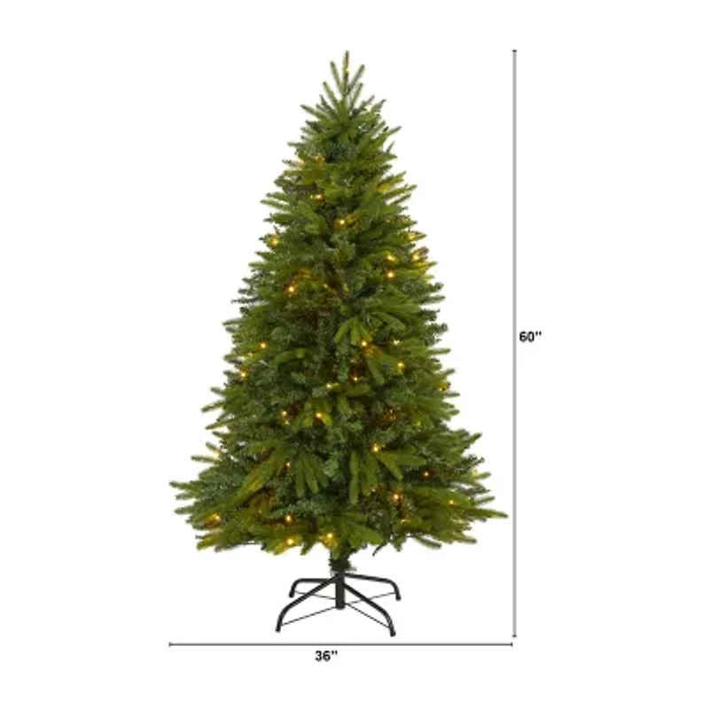 Nearly Natural Sun Valley 5 Foot Pre-Lit Fir Christmas Tree