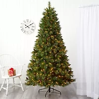 Nearly Natural Golden Tip 7 1/2 Foot Pre-Lit Pine Christmas Tree