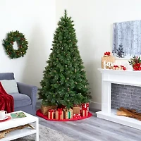 Nearly Natural Golden Tip 7 1/2 Foot Pre-Lit Pine Christmas Tree