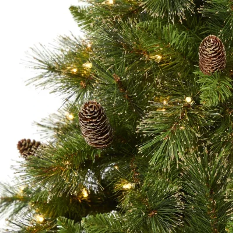 Nearly Natural Golden Tip 7 1/2 Foot Pre-Lit Pine Christmas Tree