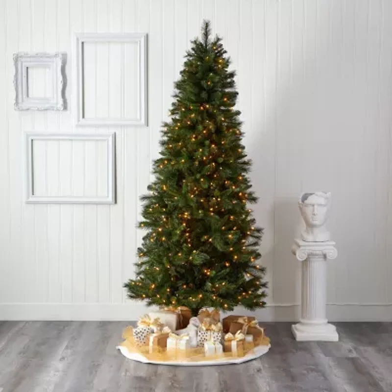 Nearly Natural Slim 7 1/2 Foot Pre-Lit Pine Christmas Tree