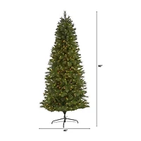Nearly Natural Slim 7 1/2 Foot Pre-Lit Pine Christmas Tree