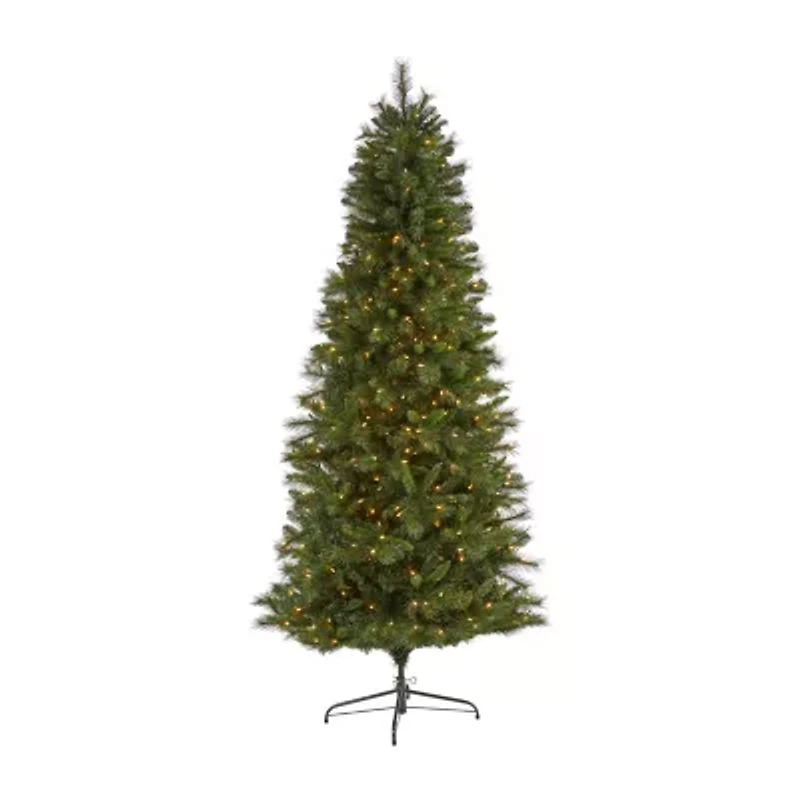 Nearly Natural Slim 7 1/2 Foot Pre-Lit Pine Christmas Tree