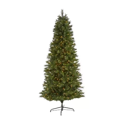 Nearly Natural Slim 7 1/2 Foot Pre-Lit Pine Christmas Tree