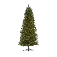 Nearly Natural Slim 7 1/2 Foot Pre-Lit Pine Christmas Tree