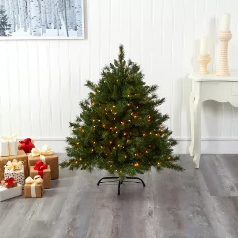 Nearly Natural Mixed Foot Pre-Lit Pine Christmas Tree