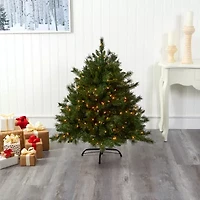 Nearly Natural Mixed Foot Pre-Lit Pine Christmas Tree