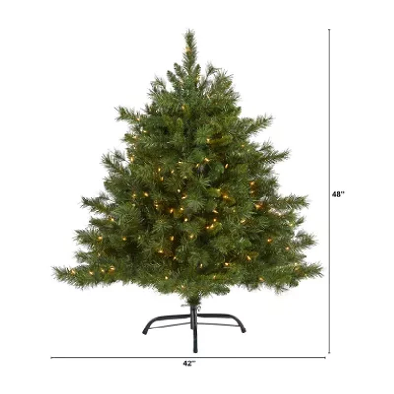 Nearly Natural Mixed Foot Pre-Lit Pine Christmas Tree