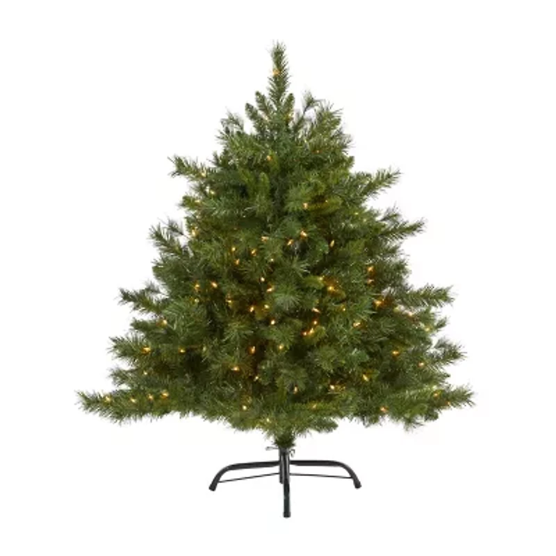 Nearly Natural Mixed Foot Pre-Lit Pine Christmas Tree