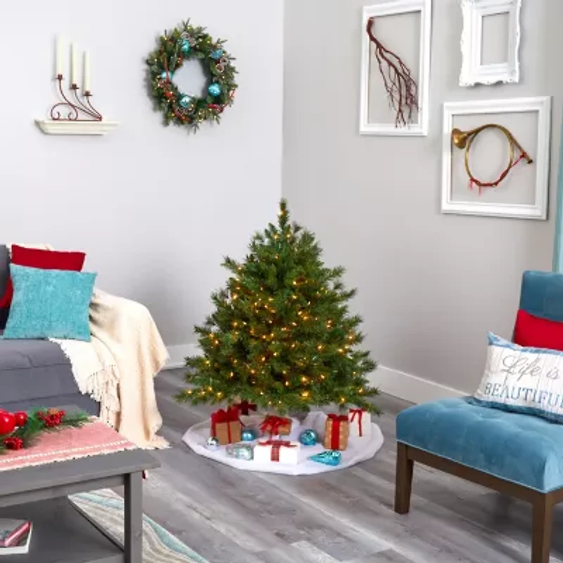 Nearly Natural Mixed Foot Pre-Lit Pine Christmas Tree