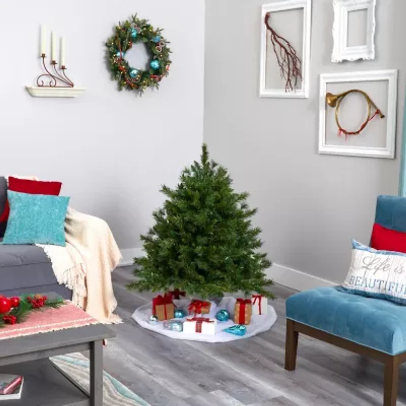 Nearly Natural Mixed Foot Pre-Lit Pine Christmas Tree