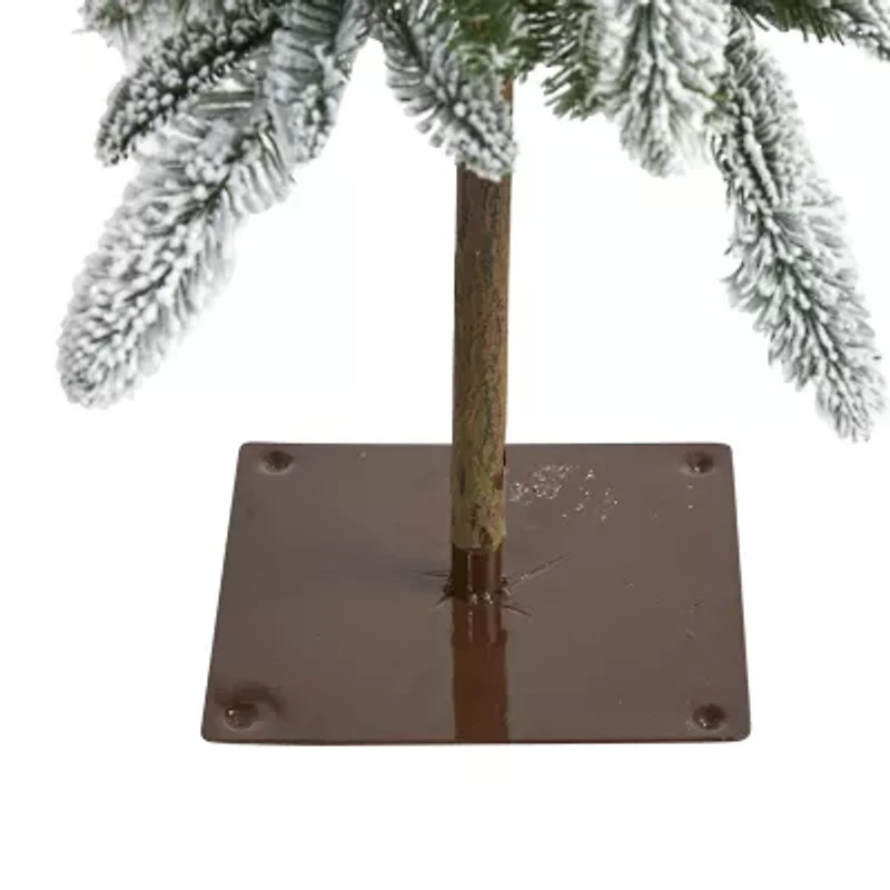 Nearly Natural Flocked Washington Alpine 4 1/2 Foot Pre-Lit Flocked Pine Christmas Tree