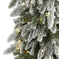 Nearly Natural Flocked Alpine 7 1/2 Foot Pre-Lit Flocked Pine Christmas Tree