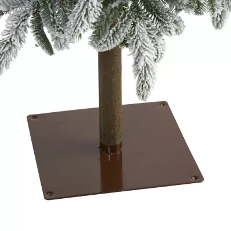 Nearly Natural Flocked Alpine 7 1/2 Foot Pre-Lit Flocked Pine Christmas Tree